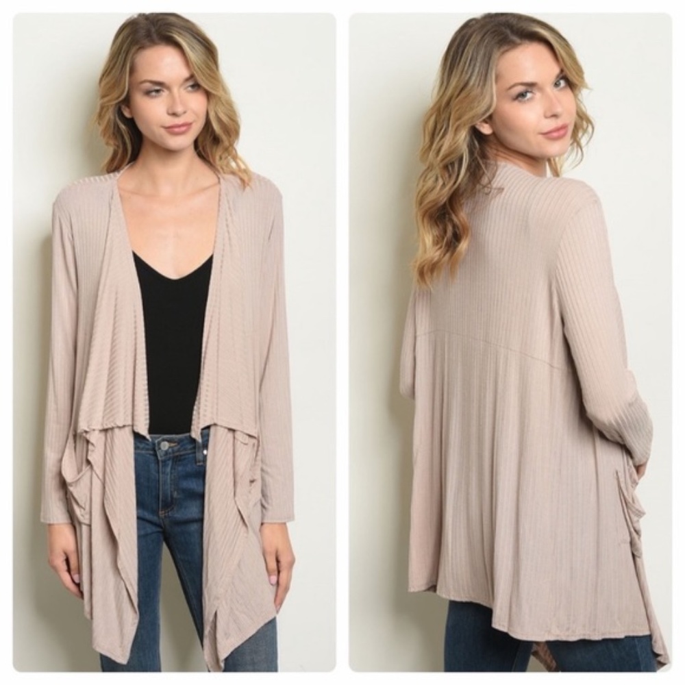 Cozy Casual Taupe/Tan Cardigan, size S